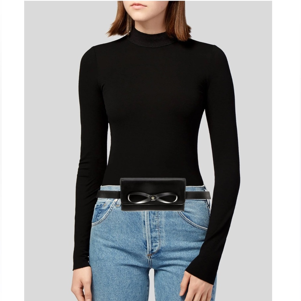 KATE SPADE NEW YORK BOW BELT/FANNY BLACK LEATHER BAG